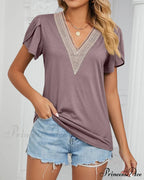 Color Ruffle Arm Solid T-Shirt