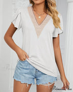 Color Ruffle Arm Solid T-Shirt