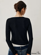 Colorblock Long Graceful Sleeve Crop Shirt