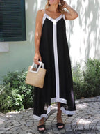 Colorblock Suspender Stylish Midi Dress