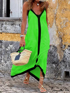 Colorblock Suspender Stylish Midi Dress