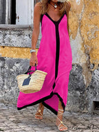 Colorblock Suspender Stylish Midi Dress