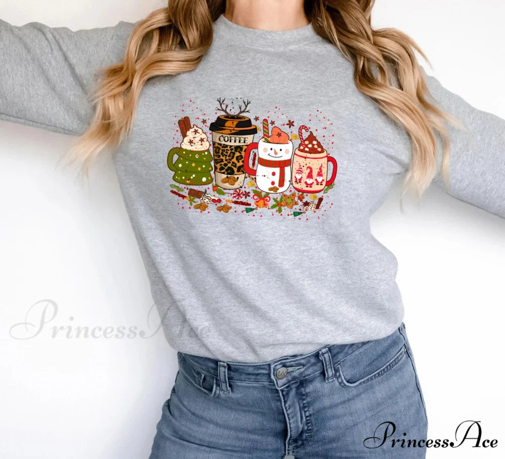 Colored Coffee Party Aesthetic Pure Cotton Jumper Graphic Christmas Hoodie