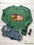 Colored Coffee Party Aesthetic Pure Cotton Jumper Graphic Christmas Hoodie