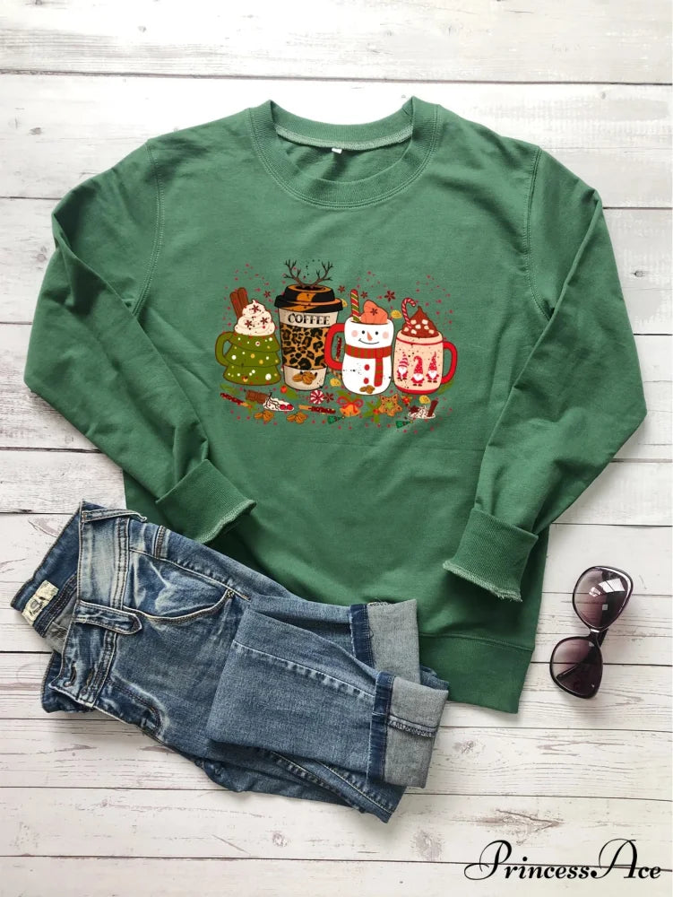 Colored Coffee Party Aesthetic Pure Cotton Jumper Graphic Christmas Hoodie