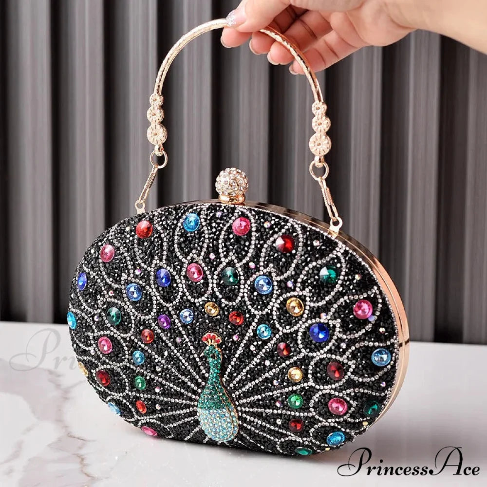 Colorful Design Gemstone Night Rhinestone Shoulder Clutch Bag