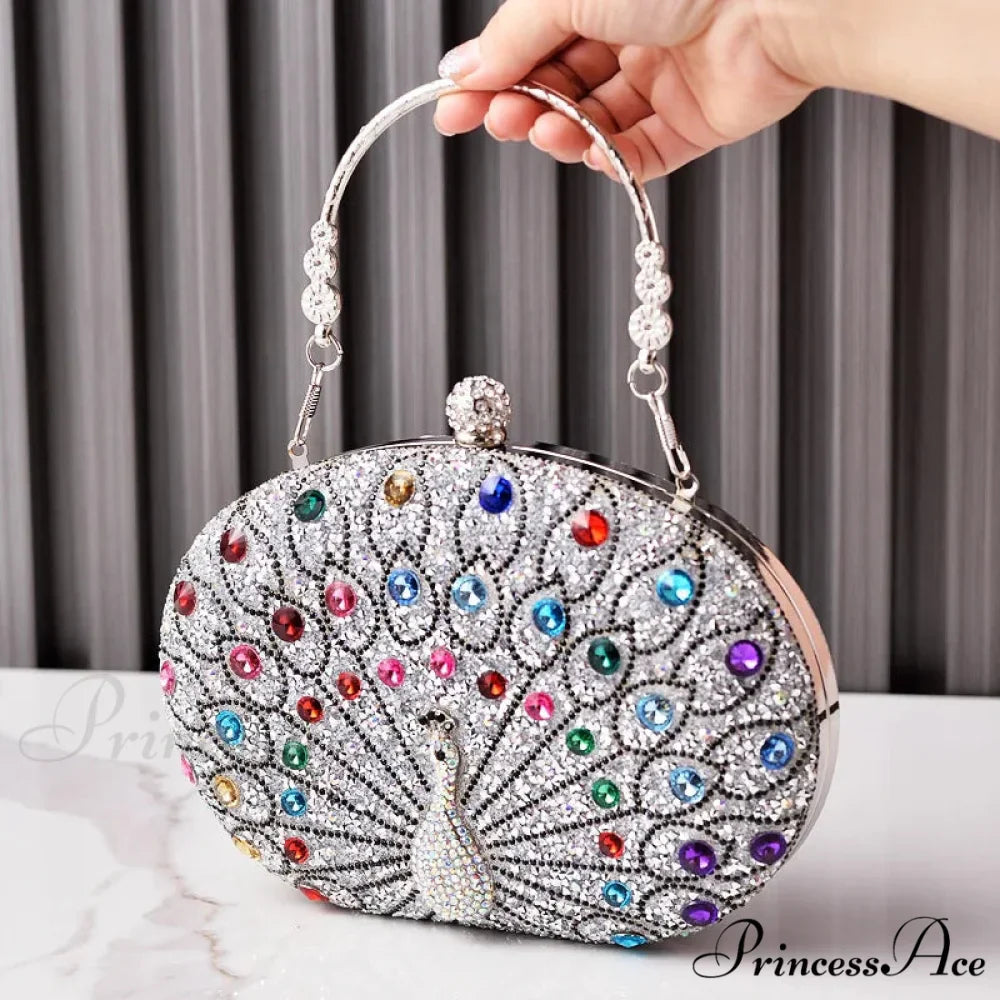 Colorful Design Gemstone Night Rhinestone Shoulder Clutch Bag