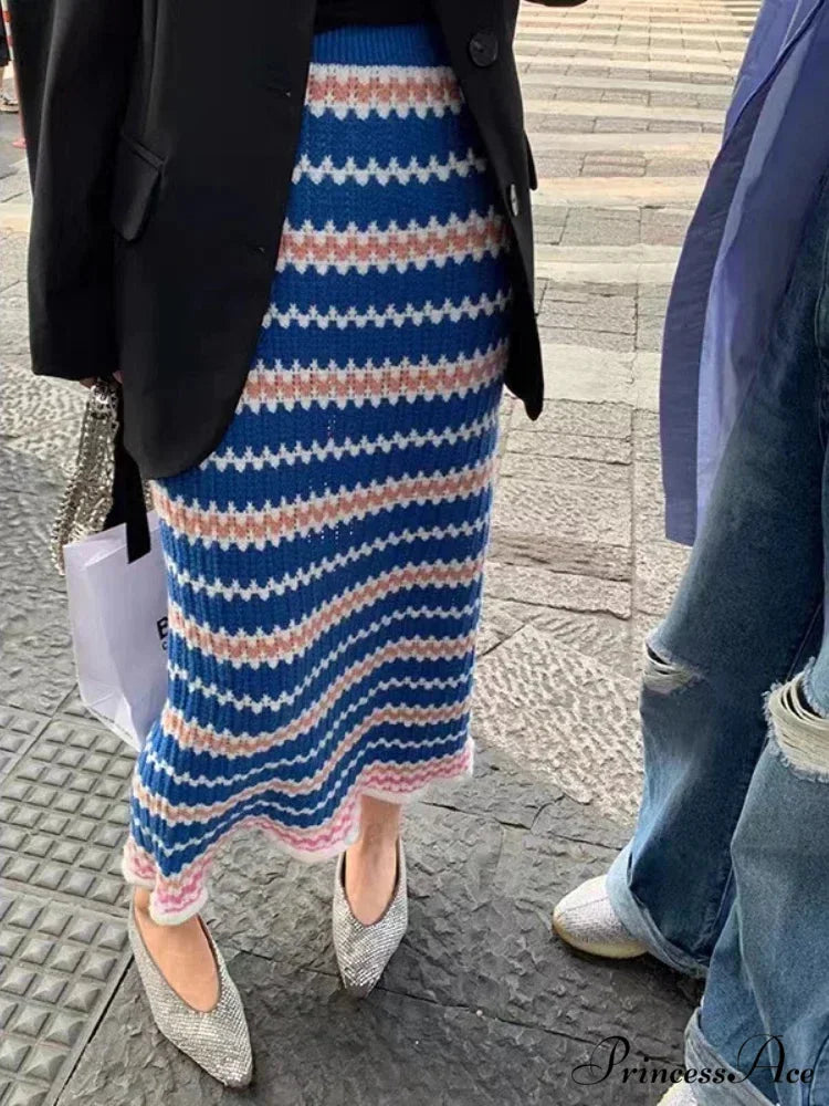 Colorful Elegant A-line Slim Fashion Black Chic Autumn Winter Midi Skirt