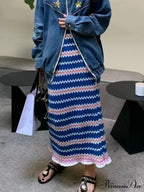 Colorful Elegant A-line Slim Fashion Black Chic Autumn Winter Midi Skirt