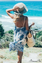 Colorful Flower Pattern Sleeveless Seaside Free-Spirited Maxi Boho Dress