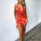 Colorful Halter Short Dress