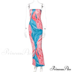 Colorful Strapless Maxi Bodycon Dress