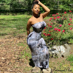 Colorful Strapless Maxi Bodycon Dress