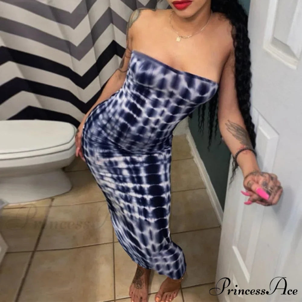 Colorful Strapless Maxi Bodycon Dress