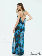 Colorful Suspender Open-Back Flower Dress