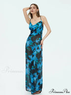 Colorful Suspender Open-Back Flower Dress