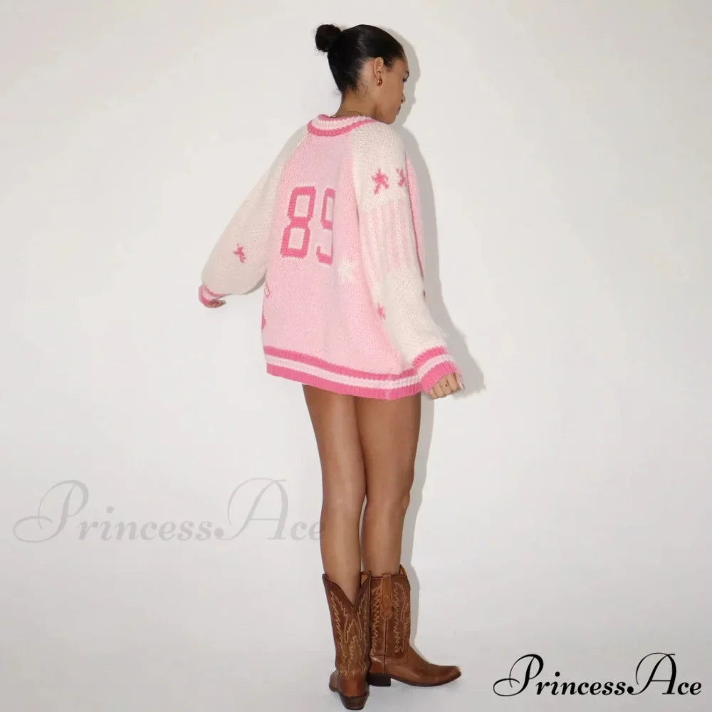 Colorful Y2K Streetwear Knit Cardigan