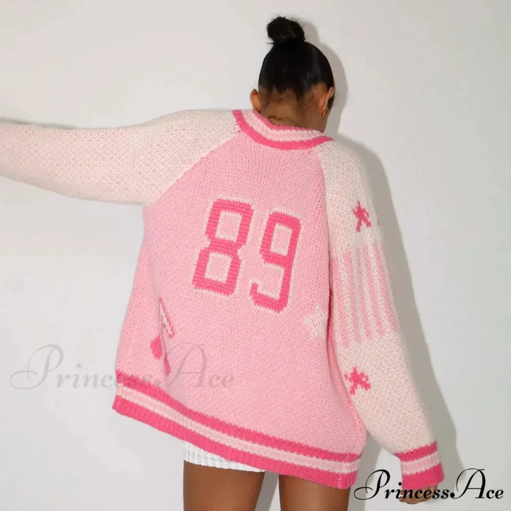 Colorful Y2K Streetwear Knit Cardigan