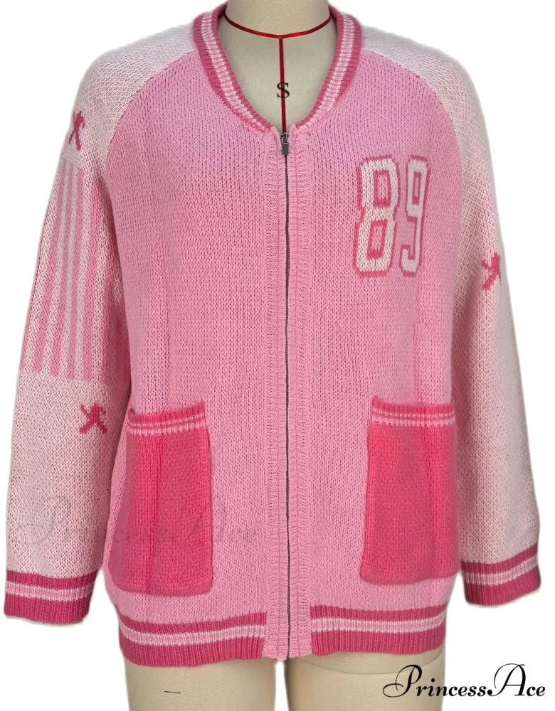 Colorful Y2K Streetwear Knit Cardigan