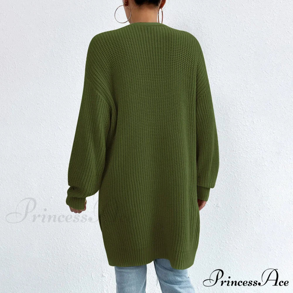 Colour Knitted Solid Cardigan