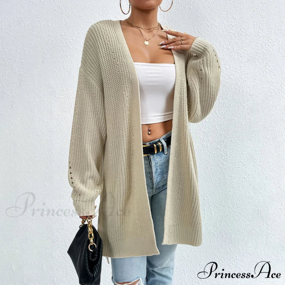 Colour Knitted Solid Cardigan