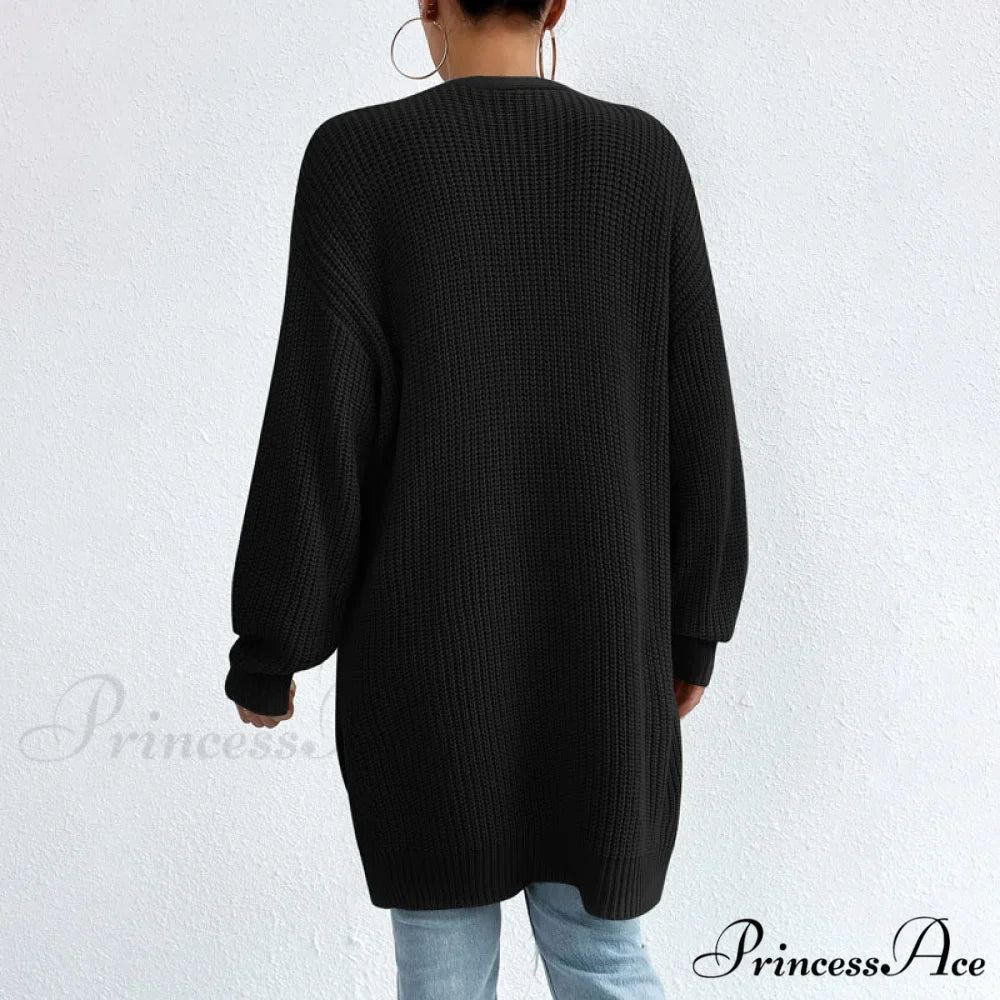 Colour Knitted Solid Cardigan