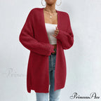 Colour Knitted Solid Cardigan