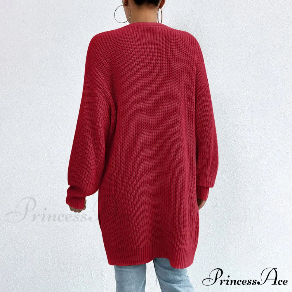 Colour Knitted Solid Cardigan