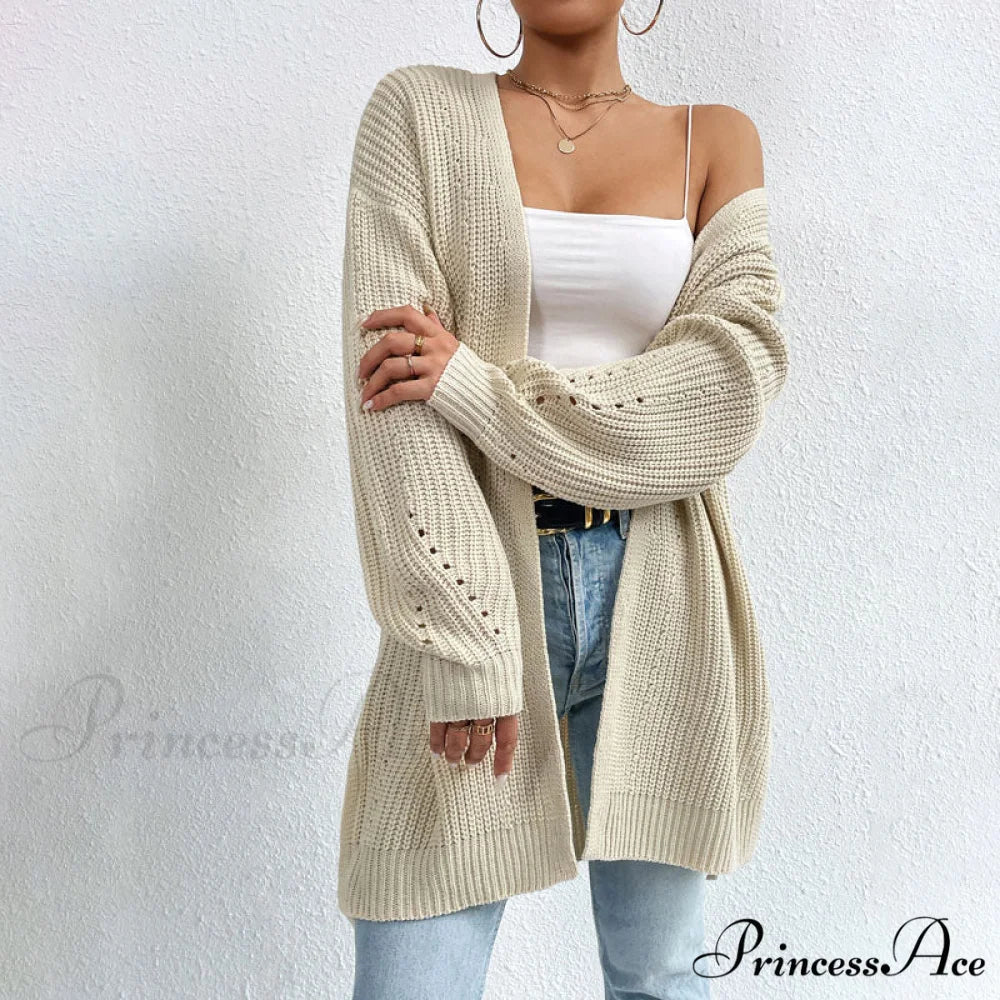 Colour Knitted Solid Cardigan