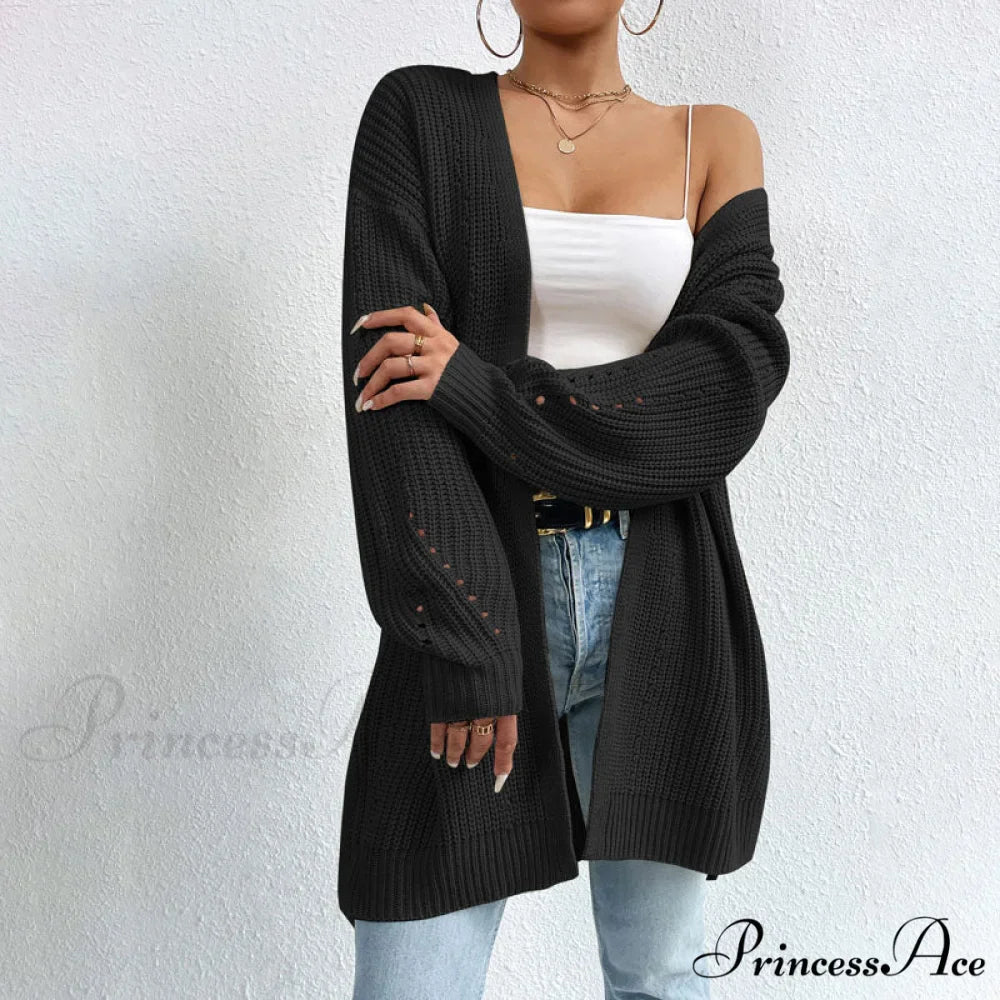 Colour Knitted Solid Cardigan