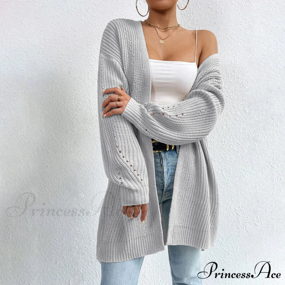 Colour Knitted Solid Cardigan