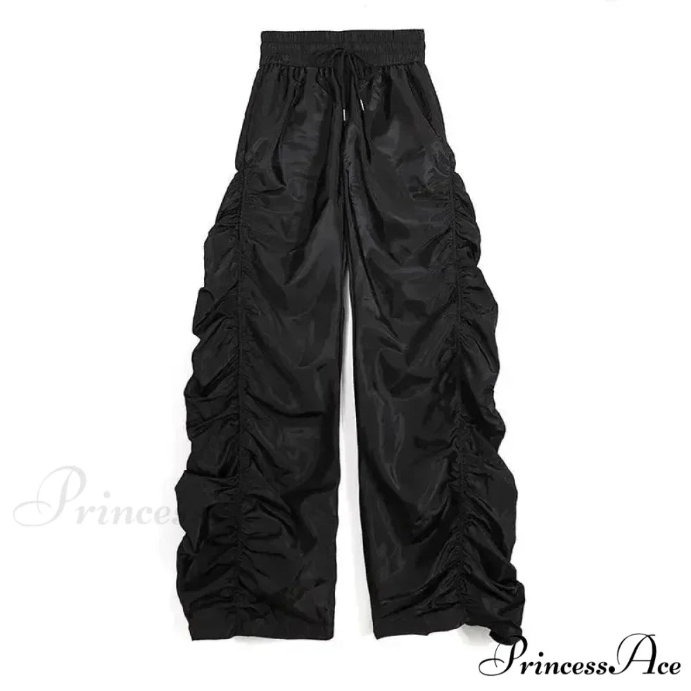 Comfortable Black Baggy High-Waist Halloween Pants