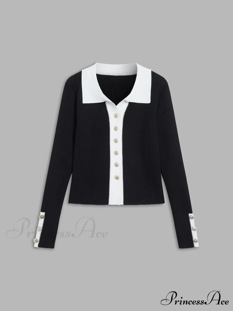 Contrast Charming Elegant Cardigan