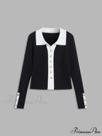 Contrast Charming Elegant Cardigan