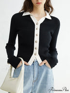 Contrast Charming Elegant Cardigan