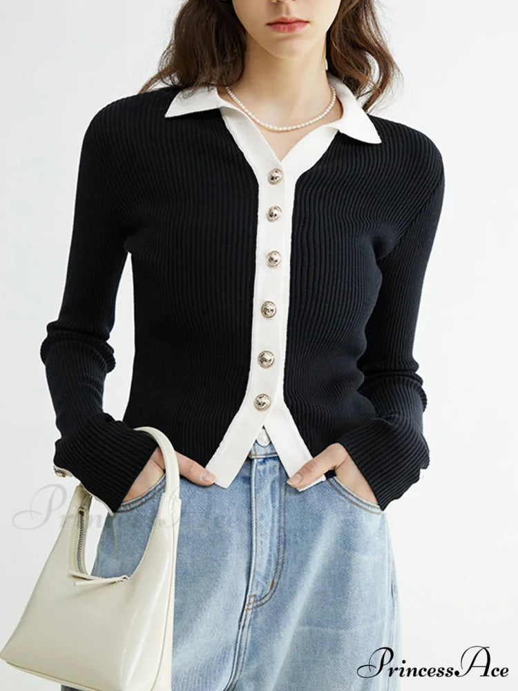 Contrast Charming Elegant Cardigan