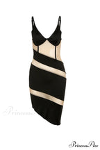 Contrast Mesh Irregular Cami Dress