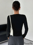 Contrast Trim Crew Trendy Neck Long Sleeve Shirt