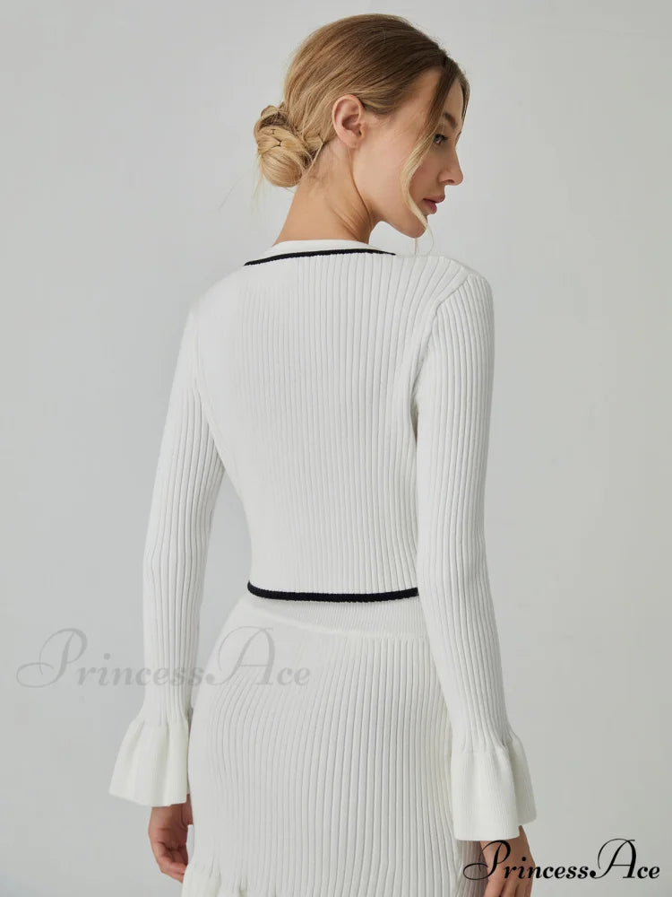 Contrast Trim Graceful Long Sleeve Cardigan