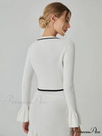 Contrast Trim Graceful Long Sleeve Cardigan