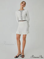 Contrast Trim Graceful Long Sleeve Cardigan