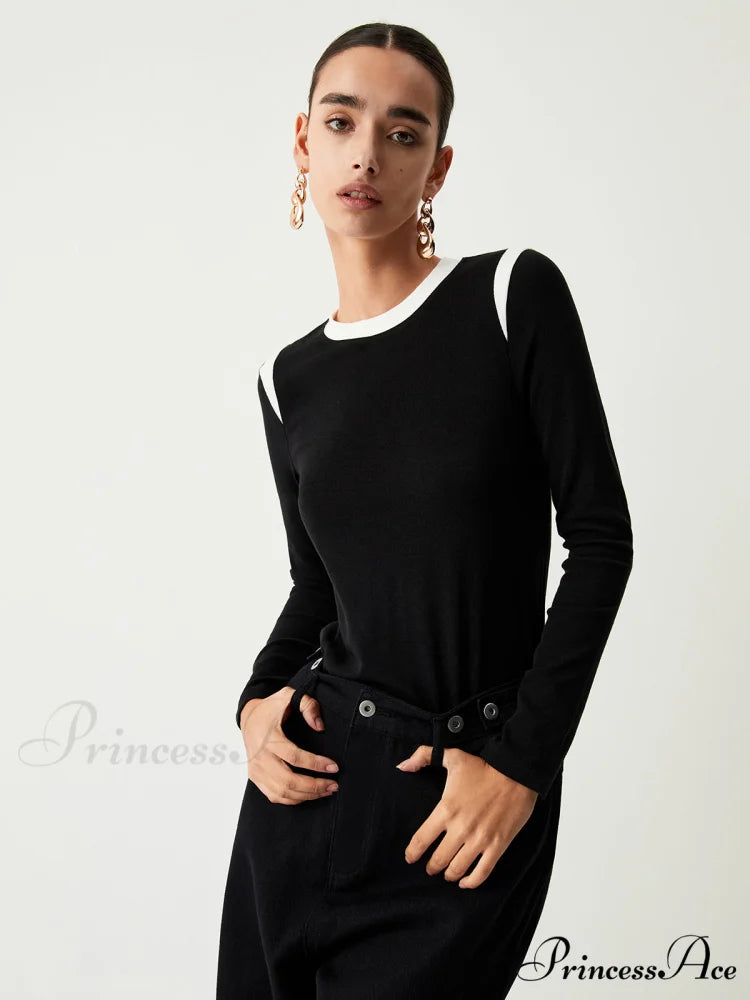 Contrast Trim Graceful Long Sleeve Shirt