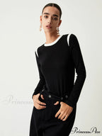 Contrast Trim Graceful Long Sleeve Shirt