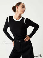 Contrast Trim Graceful Long Sleeve Shirt