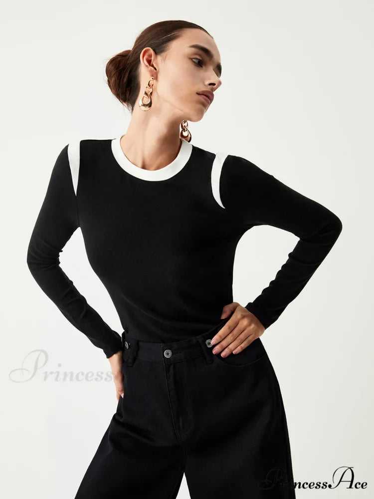 Contrast Trim Graceful Long Sleeve Shirt