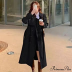 Cool Long Trench Removable Sailor Collar Pockets Belt Runway Fashion Luxury Designer Stylish Coat