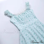 Coquette Y2K PrintPatchwork Lace Trim Vintage Square Neck T-shirts Floral Dress