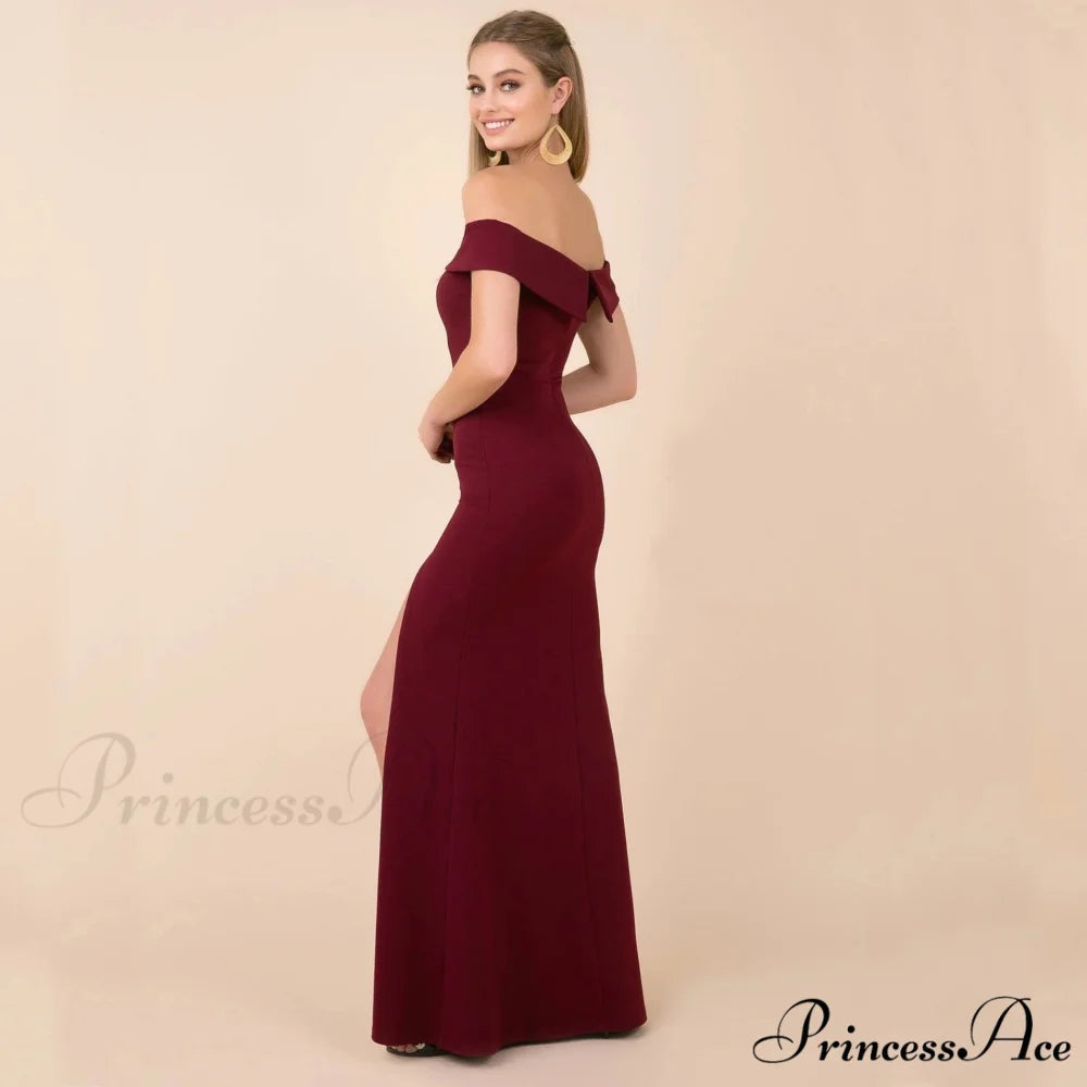 Coralie Off Shoulder Charming Front Slit Dress