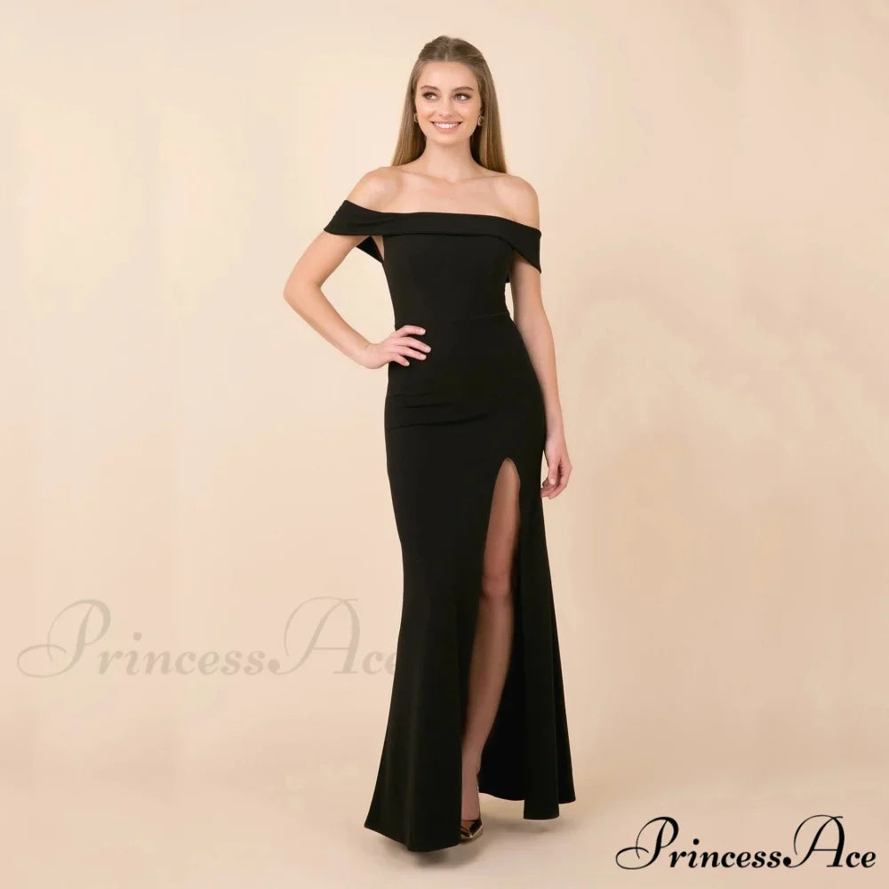 Coralie Off Shoulder Charming Front Slit Dress