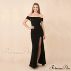 Coralie Off Shoulder Charming Front Slit Dress